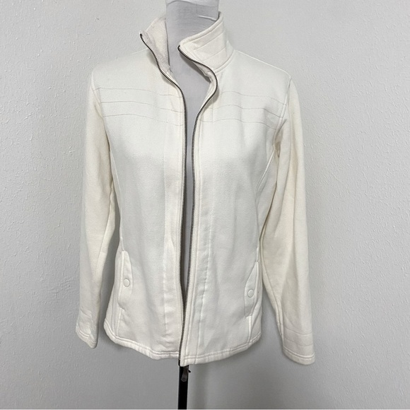 Columbia Womens Medium Ivory Full Zip Sweater Long Sleeve Casual Outdoors Warm - Picture 1 of 16